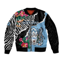 Personalized Botswana Independence Day Sleeve Zip Bomber Jacket Coat Of Arms Devils Claw - Wonder Print Shop