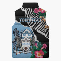 Personalized Botswana Independence Day Sleeveless Puffer Jacket Coat Of Arms Devils Claw - Wonder Print Shop