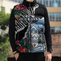 Personalized Botswana Independence Day Sleeveless Puffer Jacket Coat Of Arms Devils Claw - Wonder Print Shop