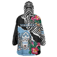 Personalized Botswana Independence Day Wearable Blanket Hoodie Coat Of Arms Devils Claw - Wonder Print Shop