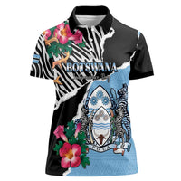 Personalized Botswana Independence Day Women Polo Shirt Coat Of Arms Devils Claw - Wonder Print Shop