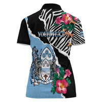 Personalized Botswana Independence Day Women Polo Shirt Coat Of Arms Devils Claw - Wonder Print Shop