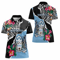 Personalized Botswana Independence Day Women Polo Shirt Coat Of Arms Devils Claw - Wonder Print Shop