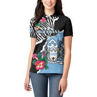 Personalized Botswana Independence Day Women Polo Shirt Coat Of Arms Devils Claw - Wonder Print Shop