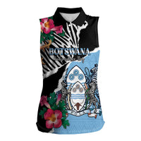 Personalized Botswana Independence Day Women Sleeveless Polo Shirt Coat Of Arms Devils Claw - Wonder Print Shop