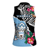 Personalized Botswana Independence Day Women Sleeveless Polo Shirt Coat Of Arms Devils Claw - Wonder Print Shop