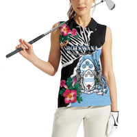 Personalized Botswana Independence Day Women Sleeveless Polo Shirt Coat Of Arms Devils Claw - Wonder Print Shop