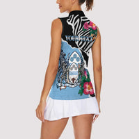 Personalized Botswana Independence Day Women Sleeveless Polo Shirt Coat Of Arms Devils Claw - Wonder Print Shop