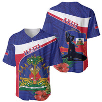 Haiti Baseball Jersey Neg Marron Ayiti Map - Hibiscus Polynesian - Wonder Print Shop