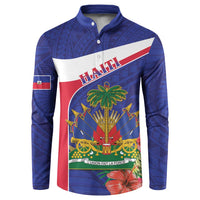 Haiti Button Sweatshirt Neg Marron Ayiti Map - Hibiscus Polynesian - Wonder Print Shop