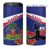 Haiti 4 in 1 Can Cooler Tumbler Neg Marron Ayiti Map - Hibiscus Polynesian - Wonder Print Shop