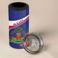 Haiti 4 in 1 Can Cooler Tumbler Neg Marron Ayiti Map - Hibiscus Polynesian - Wonder Print Shop
