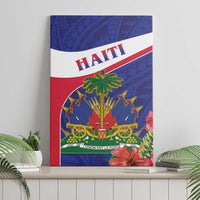 Haiti Canvas Wall Art Neg Marron Ayiti Map - Hibiscus Polynesian - Wonder Print Shop