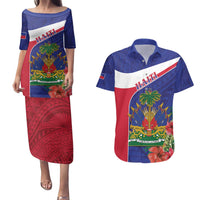 Haiti Couples Matching Puletasi and Hawaiian Shirt Neg Marron Ayiti Map - Hibiscus Polynesian - Wonder Print Shop