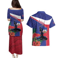 Haiti Couples Matching Puletasi and Hawaiian Shirt Neg Marron Ayiti Map - Hibiscus Polynesian - Wonder Print Shop