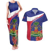 Haiti Couples Matching Tank Maxi Dress and Hawaiian Shirt Neg Marron Ayiti Map - Hibiscus Polynesian - Wonder Print Shop