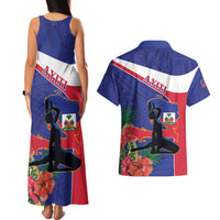Haiti Couples Matching Tank Maxi Dress and Hawaiian Shirt Neg Marron Ayiti Map - Hibiscus Polynesian - Wonder Print Shop