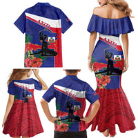 Haiti Family Matching Mermaid Dress and Hawaiian Shirt Neg Marron Ayiti Map - Hibiscus Polynesian - Wonder Print Shop