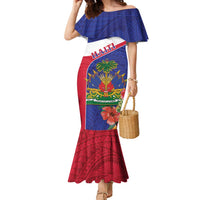 Haiti Family Matching Mermaid Dress and Hawaiian Shirt Neg Marron Ayiti Map - Hibiscus Polynesian - Wonder Print Shop