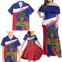 Haiti Family Matching Off Shoulder Maxi Dress and Hawaiian Shirt Neg Marron Ayiti Map - Hibiscus Polynesian - Wonder Print Shop