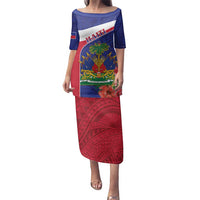 Haiti Family Matching Puletasi and Hawaiian Shirt Neg Marron Ayiti Map - Hibiscus Polynesian - Wonder Print Shop