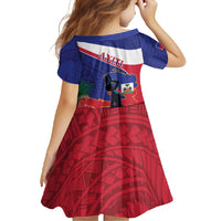 Haiti Family Matching Short Sleeve Bodycon Dress and Hawaiian Shirt Neg Marron Ayiti Map - Hibiscus Polynesian - Wonder Print Shop