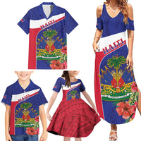 Haiti Family Matching Summer Maxi Dress and Hawaiian Shirt Neg Marron Ayiti Map - Hibiscus Polynesian - Wonder Print Shop
