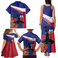 Haiti Family Matching Tank Maxi Dress and Hawaiian Shirt Neg Marron Ayiti Map - Hibiscus Polynesian - Wonder Print Shop