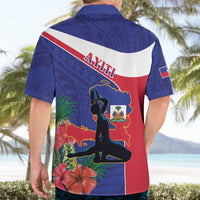 Haiti Hawaiian Shirt Neg Marron Ayiti Map - Hibiscus Polynesian - Wonder Print Shop