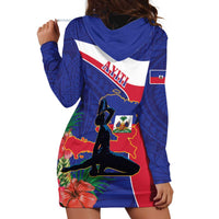 Haiti Hoodie Dress Neg Marron Ayiti Map - Hibiscus Polynesian - Wonder Print Shop