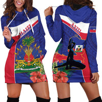 Haiti Hoodie Dress Neg Marron Ayiti Map - Hibiscus Polynesian - Wonder Print Shop