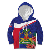 Haiti Kid Hoodie Neg Marron Ayiti Map - Hibiscus Polynesian - Wonder Print Shop