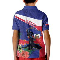 Haiti Kid Polo Shirt Neg Marron Ayiti Map - Hibiscus Polynesian - Wonder Print Shop