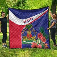 Haiti Quilt Neg Marron Ayiti Map - Hibiscus Polynesian - Wonder Print Shop