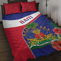 Haiti Quilt Bed Set Neg Marron Ayiti Map - Hibiscus Polynesian - Wonder Print Shop