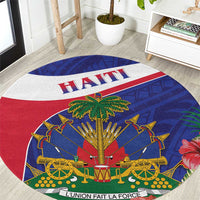 Haiti Round Carpet Neg Marron Ayiti Map - Hibiscus Polynesian