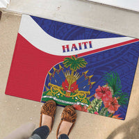 Haiti Rubber Doormat Neg Marron Ayiti Map - Hibiscus Polynesian - Wonder Print Shop