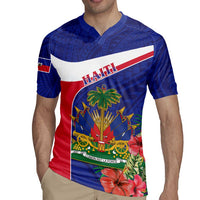 Haiti Rugby Jersey Neg Marron Ayiti Map - Hibiscus Polynesian - Wonder Print Shop