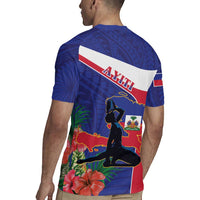 Haiti Rugby Jersey Neg Marron Ayiti Map - Hibiscus Polynesian - Wonder Print Shop