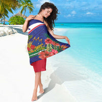 Haiti Sarong Neg Marron Ayiti Map - Hibiscus Polynesian - Wonder Print Shop