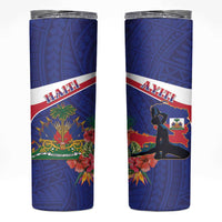 Haiti Skinny Tumbler Neg Marron Ayiti Map - Hibiscus Polynesian - Wonder Print Shop