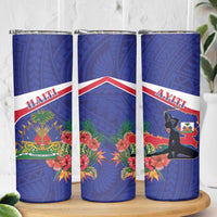 Haiti Skinny Tumbler Neg Marron Ayiti Map - Hibiscus Polynesian - Wonder Print Shop