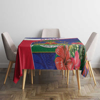 Haiti Tablecloth Neg Marron Ayiti Map - Hibiscus Polynesian - Wonder Print Shop