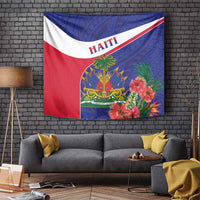 Haiti Tapestry Neg Marron Ayiti Map - Hibiscus Polynesian - Wonder Print Shop