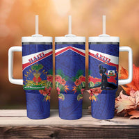 Haiti Tumbler With Handle Neg Marron Ayiti Map - Hibiscus Polynesian - Wonder Print Shop