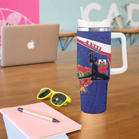 Haiti Tumbler With Handle Neg Marron Ayiti Map - Hibiscus Polynesian - Wonder Print Shop