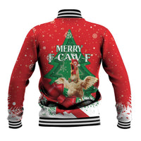 Funny Christmas Chicken Baseball Jacket Merry F Caw F - Wonder Print Shop