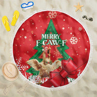 Funny Christmas Chicken Beach Blanket Merry F Caw F - Wonder Print Shop