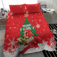 Funny Christmas Chicken Bedding Set Merry F Caw F - Wonder Print Shop