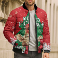 Funny Christmas Chicken Bomber Puffer Jacket Merry F Caw F - Wonder Print Shop